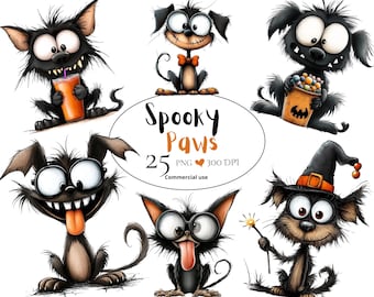 Pacchetto PNG di cani di Halloween, Clipart di cani spettrali e stravaganti (download digitale)