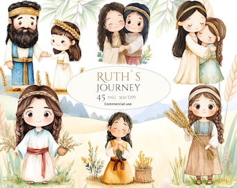 Ruth Story Clipart Bundle, Biblical Characters, Bible Story, Religious, Digital Download