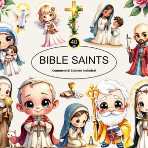 Bible Saints Clipart Bundle, Christianity Watercolor PNG, Jesus Graphics, Bible Story, Catholic Art Commercial use, DIGITAL DOWNLOAD