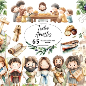 Biblical Characters Clipart, Twelve Apostles Bible Story, Biblical People Clip Art, Religious Clip Art, Jesus Miracles, Biblical Stories