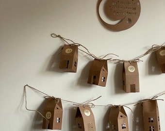 Customized Advent Calendar, Christmas countdown, DIY kit paper villages