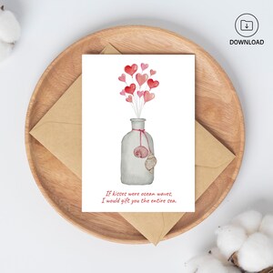 Je vous offrirais la carte de Saint-Valentin, imprimable, carte d'amant de l'océan, carte postale numérique