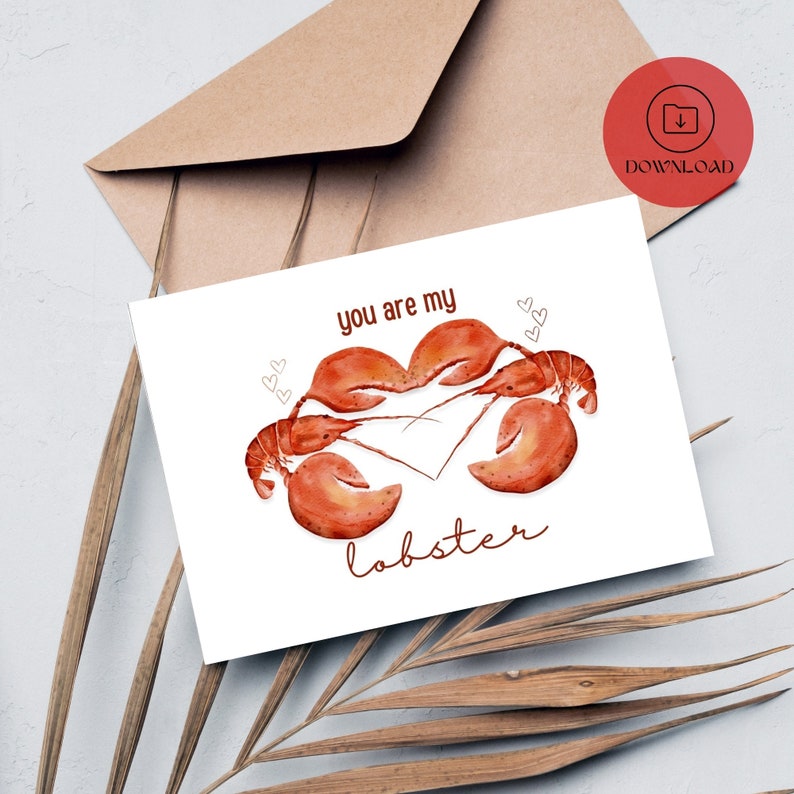You Are My Lobster-valentine's Day Card-printable Card-printable ...