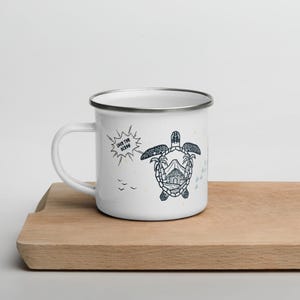 Turtle Coffee Mug, Save the Ocean Enamel Mug, Turtle Gift, Sea Turtles, Protect the Turtles