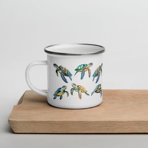 Sea Turtles Enamel Mug, Tea Mug, Ocean Mug