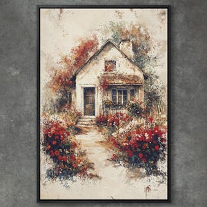 Charming Countryside Cottage - Rustic Cottagecore Framed Canvas Print, Large Wall Art, Ready To Hang, Farmhouse Natural Beauty, Gift for Her