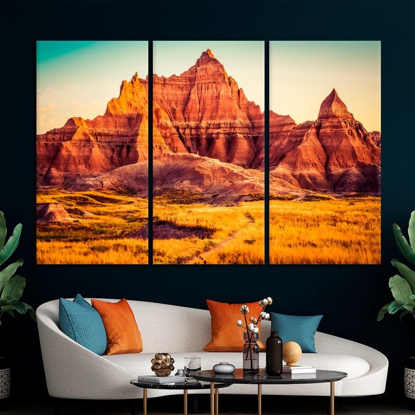 Beautiful Landscapes Badlands National Park Canvas Wall Art Western Wall Art Desert Nature Art Canvas Print South Dakota USA Wall Art Decor