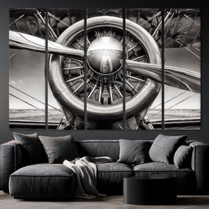 Vintage Airplane Engine Canvas Print Engine  Wall Decor Engine Canvas Wall Art Jet Engine Wall Decor Aircraft canvas Extra large wall art