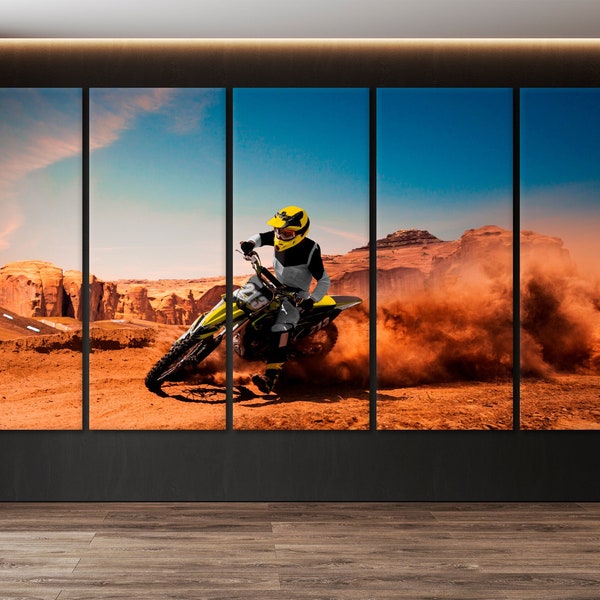 Motocross riders Canvas Wall Art Motocross sport Large canvas set Extreme Motocross Race Art Racing Decor Dirt bike Canvas Print sport gifts