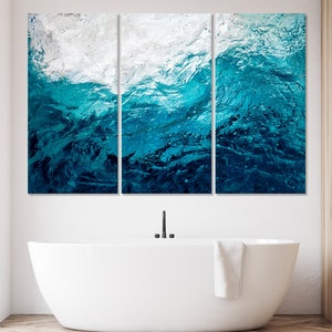 Abstract Seawater Flow Canvas Wall Art Sea Ocean Wave Wave Canvas Print Wall Decor Blue Art Blue Wall Decor Artwork Undersea Wall Decor