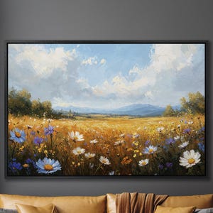 Breathtaking Wildflower Landscape - Nature Scene Framed Canvas Print, Farmhouse Decor, Floral Canvas Art, Housewarming Gift, Ready to Hang