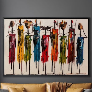 Masai Mara African wall art Abstract African Masai Canvas Print Colorful African Painting Masai gift African wall decor Abstract Wall Art