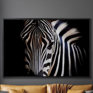 Zebra Canvas Wall Art Black White Modern painting print on canvas Africa Zebra Poster Animal Wall Art Safari Art Black and White wall decor