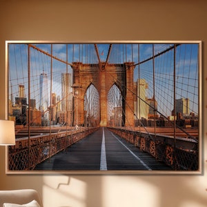 Brooklyn Bridge Extra Large Canvas Wall Art New York Decor Print New York City Wall Art Ready to Hang NYC Cityscape Print on Canvas gift