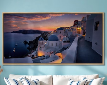 Greece Santorini canvas wall art Santorini Wall Decor Print Santorini canvas Santorini wall art  Extra large wall art Sunset beach print