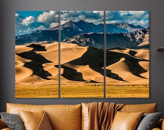 Great Sand Dunes National Park Canvas Wall Art Colorado Sunset Canvas Print Sand Desert Large Wall Decor Mountains Backdrop Wall Art Decor