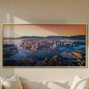 Vancouver Canada Wall Art Vancouver skyline Canada at sunset Vancouver Home Decor City Skyline Canadian Decor Canada cityscape Canvas Art