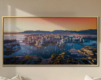 Vancouver Canada Wall Art Vancouver skyline Canada at sunset Vancouver Home Decor City Skyline Canadian Decor Canada cityscape Canvas Art