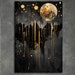 Moonlit Splendor Canvas Wall Art Abstract Gold and Black Dramatic Night