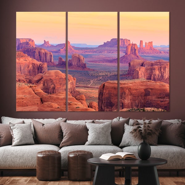 Sunrise in Hunts Mesa Canvas Wall Art Mountains Wall Art Decor Monument Valley Navajo Arizona USA Canvas Print Rocks Scaur Art Decor