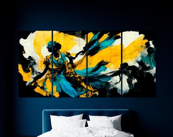 Abstract african woman wall art print African woman dancing Modern art painting Abstract Wall Art Black Woman Wall Art Colorful African Girl