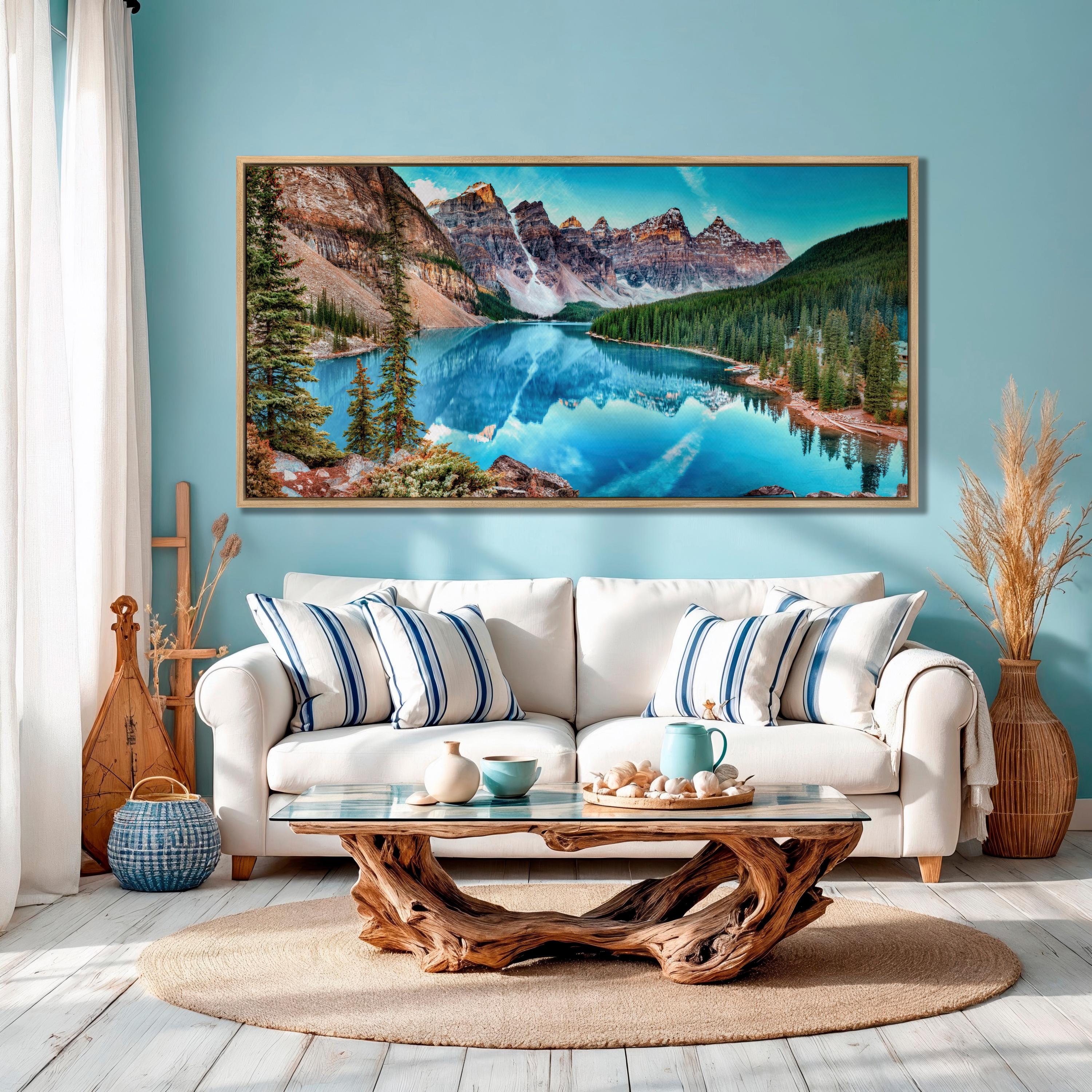 Banff National Park Canvas Wall Art Canadian Mountain Lake Landscape Print room decor Nature Art Multi Panel Wall Art Panoramic Nature