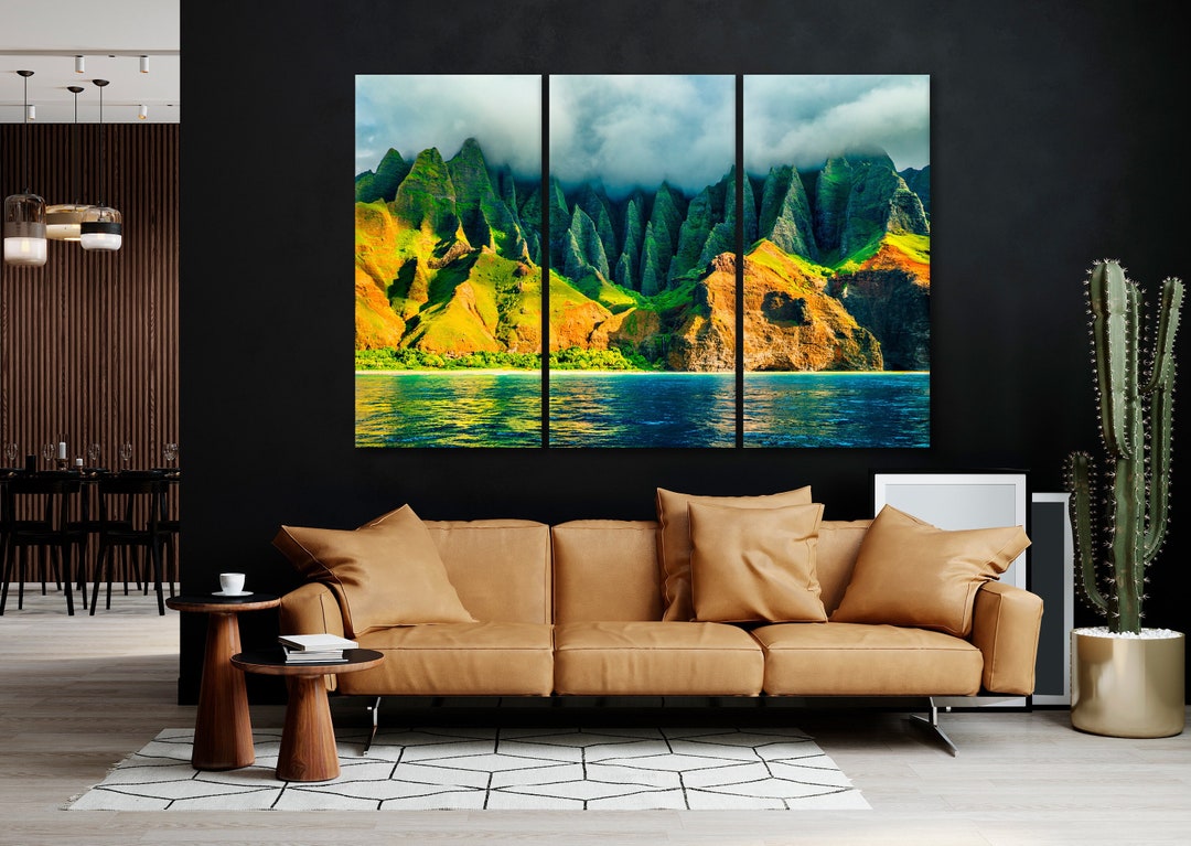 Na Pali Coast Canvas Wall Art High Cliffs Wall Decor Hawaii View From