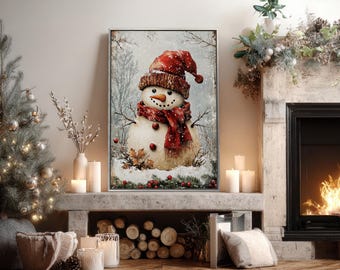 Funny Christmas Canvas Painting, There's Snowplace Like Home Wall Art Decor Xmas Poster Gift For Snowman Lovers Xmas0027