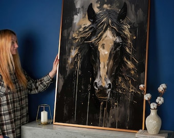 Beautiful animal horse canvas print Horse Painting Large Canvas Art Rustic Art Western Decor Animal wall art Horse Lover Birthday Gift