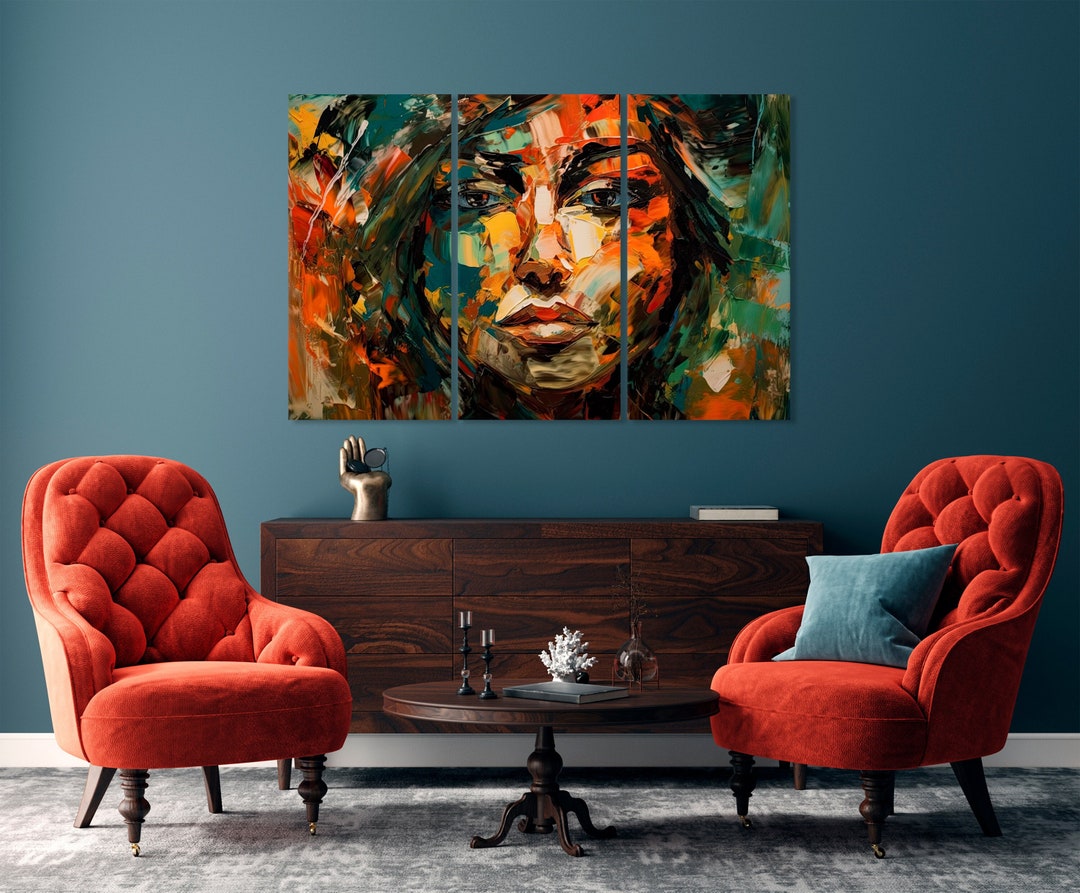 Colorful Woman Portrait Print Wall Art Vibrant and Colorful Portrait of ...