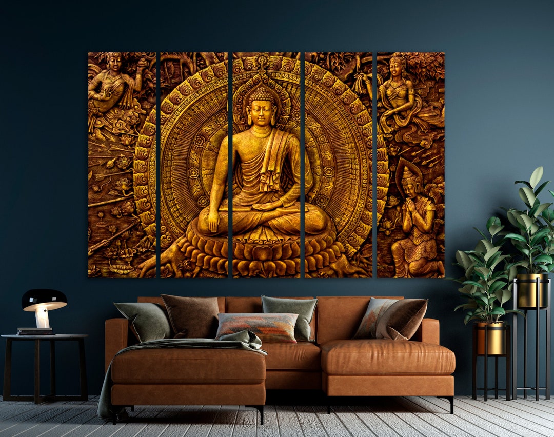 Gold Buddha Canvas Wall Art Buddhism Art Religion Canvas Print