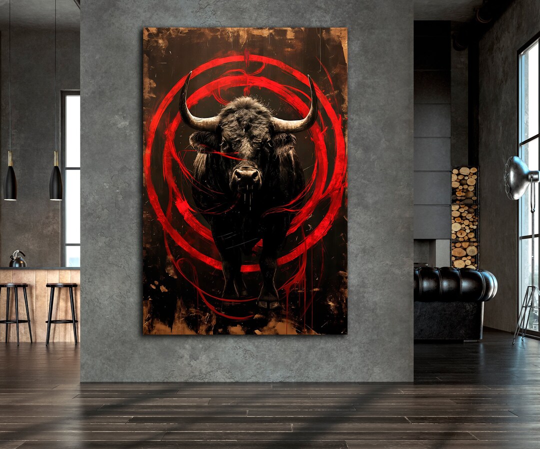 Rustic Highland Cow Painting Print Scottish Cattle Black Backdrop ...