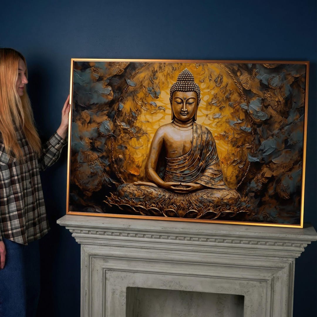 Gold Buddha Canvas Wall Art: Abstract Meditation Yoga Decor - Etsy