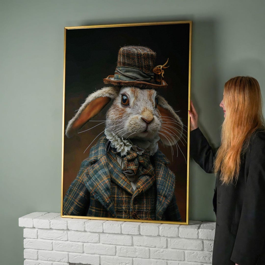 Gentleman Rabbit Victorian Style Canvas Wall Art Print – Elegant Bunny ...