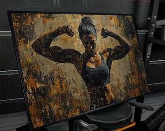 Female Athlete Canvas Art, Fitness Motivation Wall Decor, Gym Painting Print