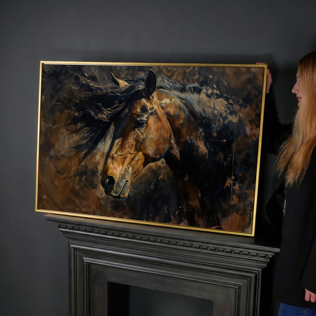 Abstract Horse Head Canvas Print – Equestrian Rustic Farmhouse Wall Art ...