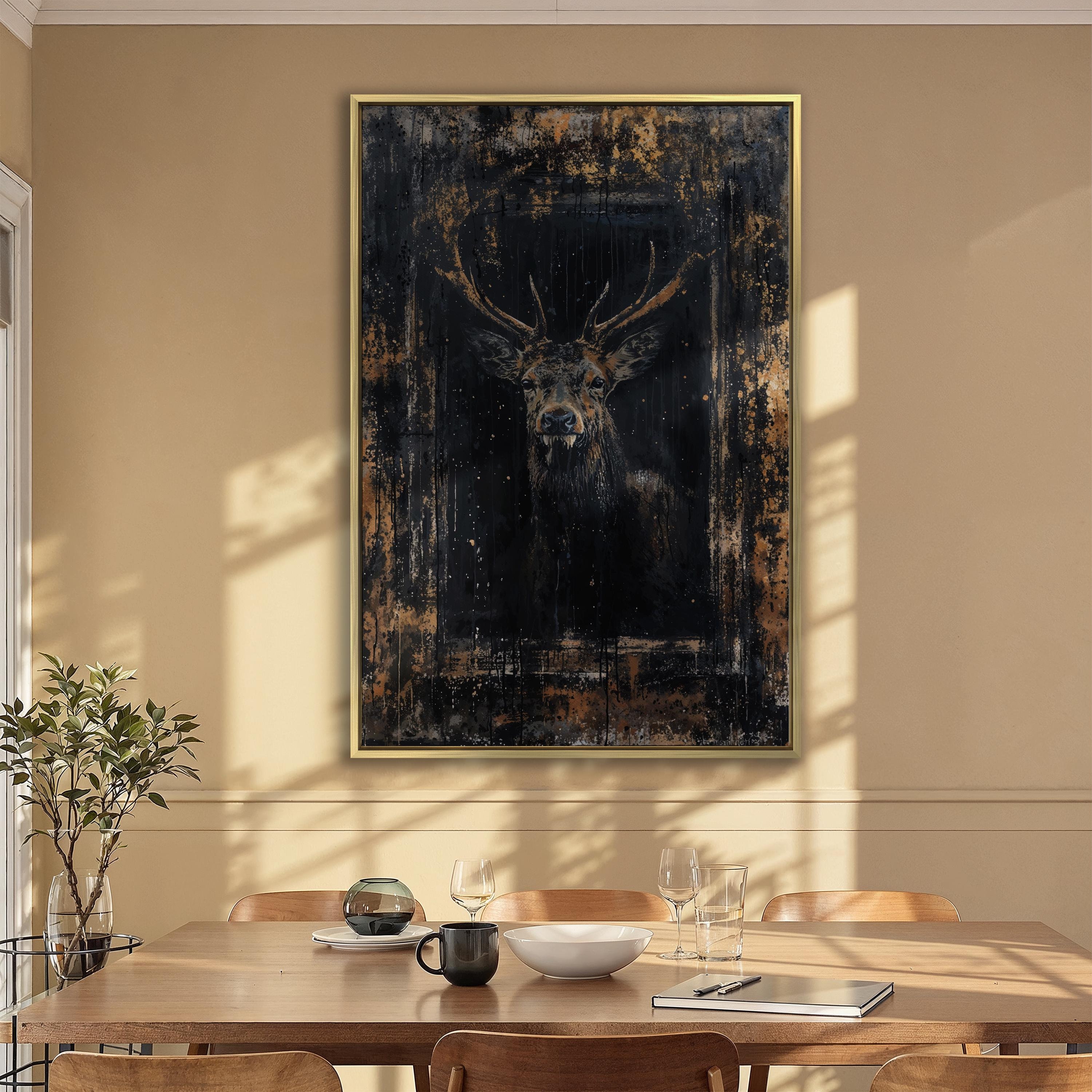 Abstract Deer Painting Print Stag Portrait Canvas Wall Art Wildlife Art Deer Antlers Wall Art Decor Rustic Animal Canvas Print Gift for Dad