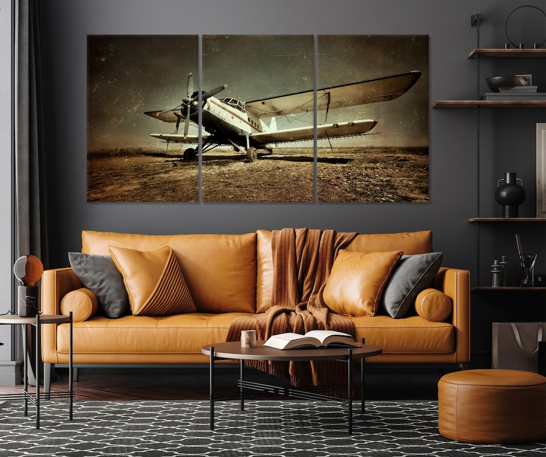 Vintage Airplane Canvas Print Airplane Canvas Wall Art Vintage Airplane