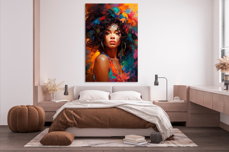 Afro Woman Canvas Wall Art African Girl Painting Print Abstract African ...
