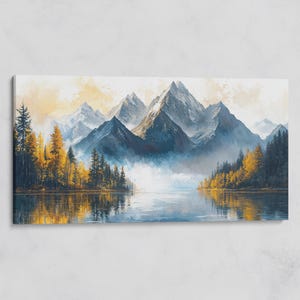 Mountain Lake Canvas Print: Autumn Forest Panoramic Wall Art - Etsy