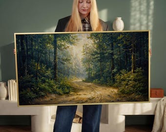 Forest Path Canvas Print: Morning Mist, Lush Greenery, Tranquil Nature