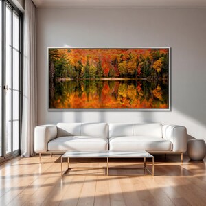 Autumn Forest Lake Canvas Print, Extra Large Fall Landscape Wall Art - Etsy