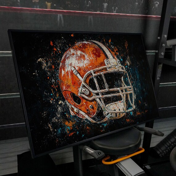 Football Helmet Abstract Canvas Art, Motivational Sports Painting Print,  Game Room Decor
