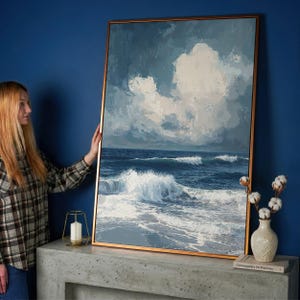 Ocean Waves Seascape Canvas Print – Framed Nautical Wall Art, Ready to Hang