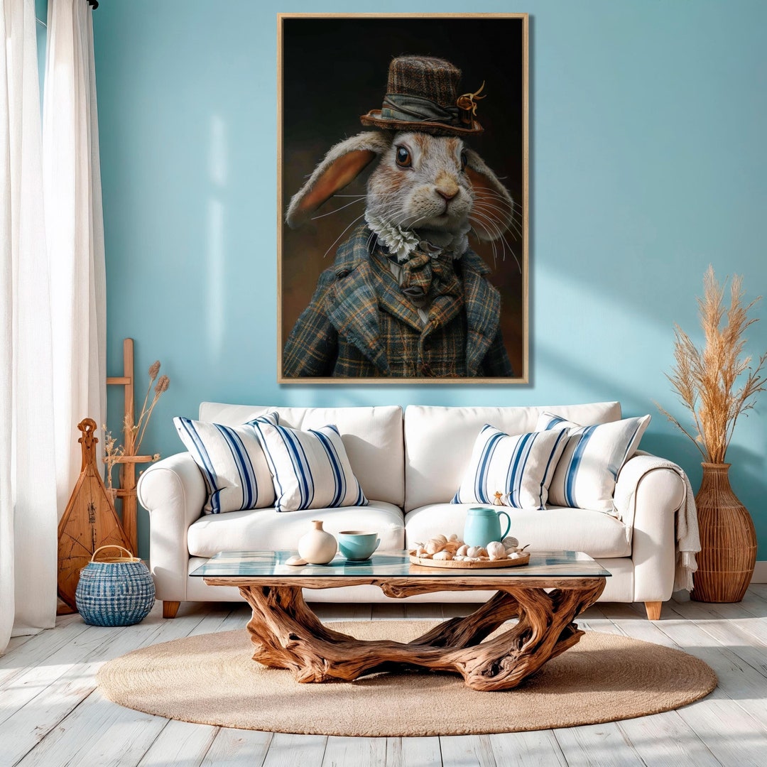 Gentleman Rabbit Fancy Clothing Canvas Wall Art Elegant Bunny Victorian ...