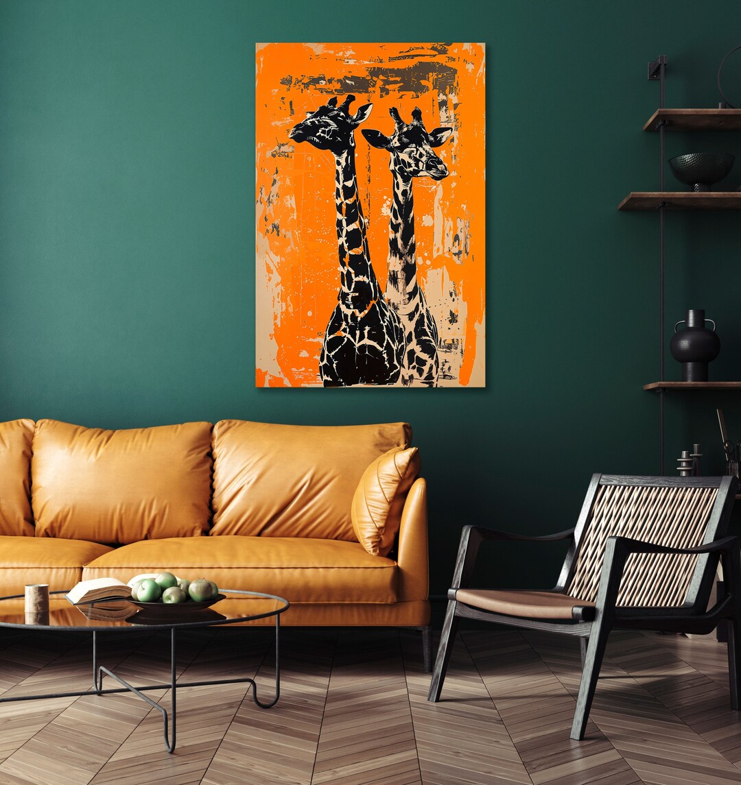 Vibrant Abstract Giraffe Canvas Wall Art Modern Wildlife Painting Print ...