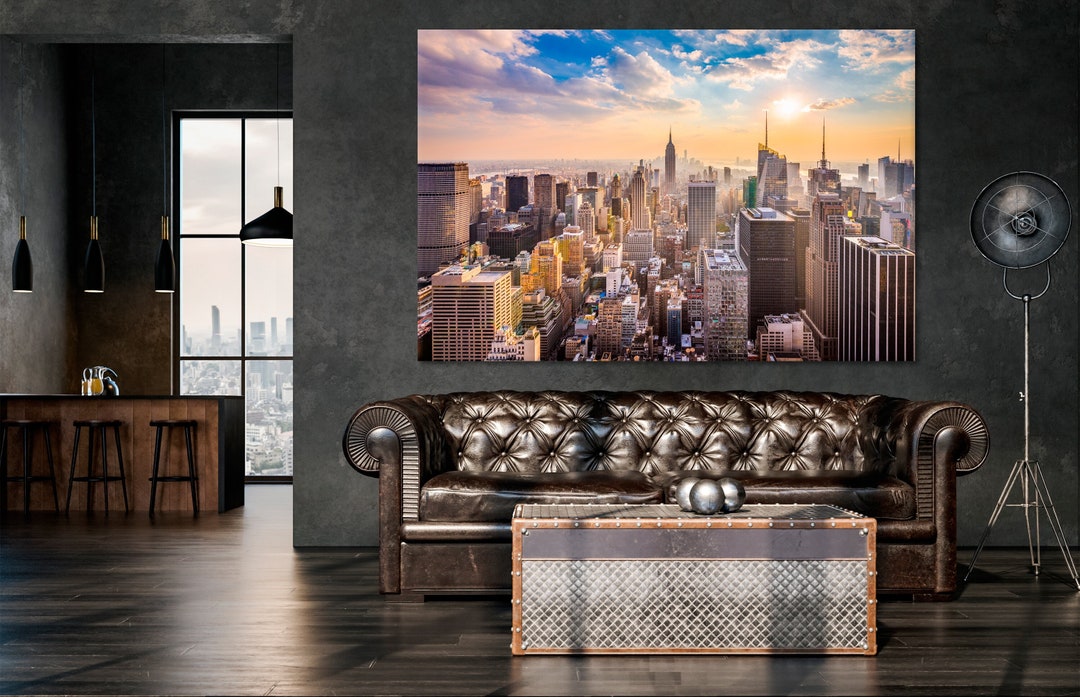 New York City Skyline Panoramic Canvas Wall Art Print NYC Painting on ...