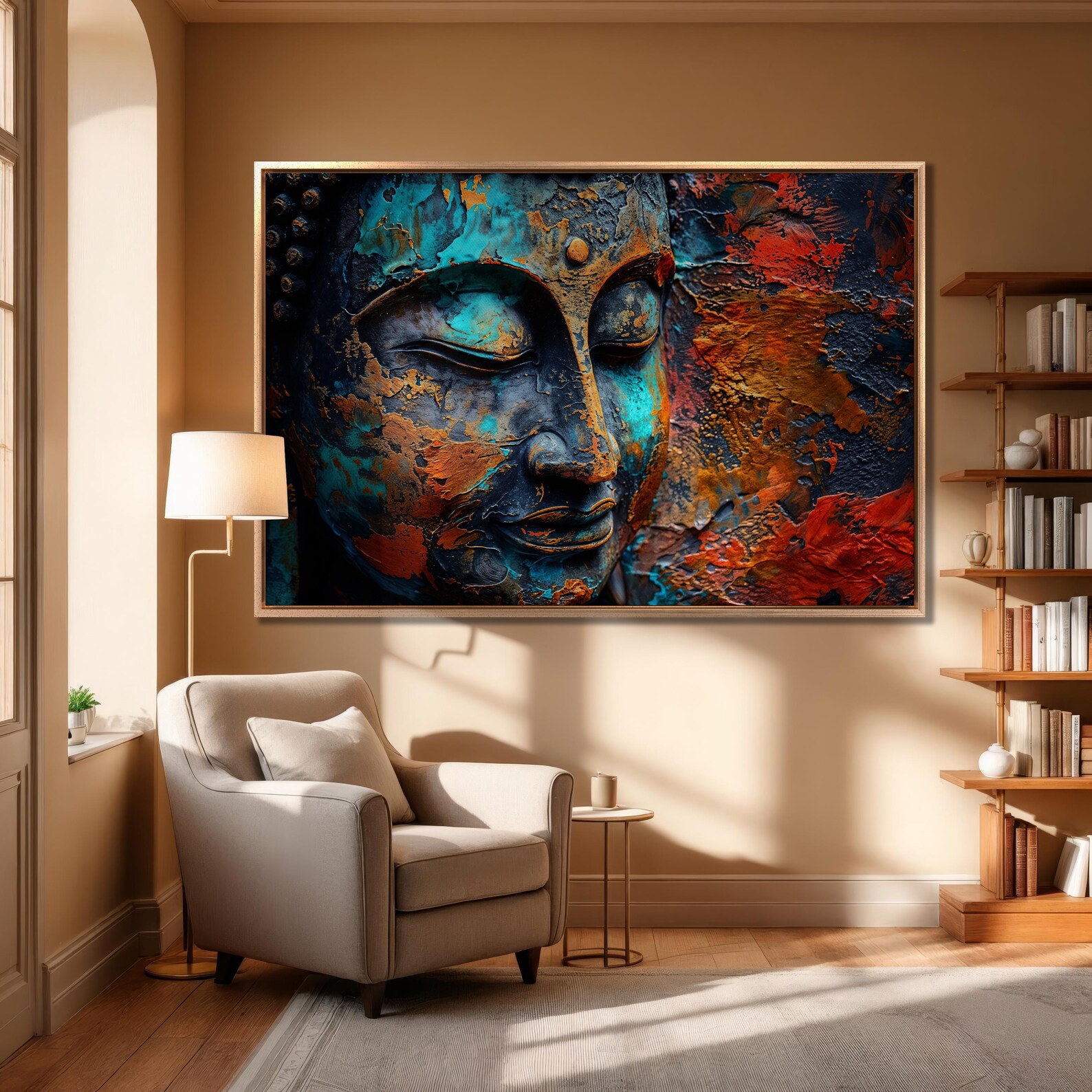 Buddha Head Painting Print Canvas Meditation Religion Home Decoration ...