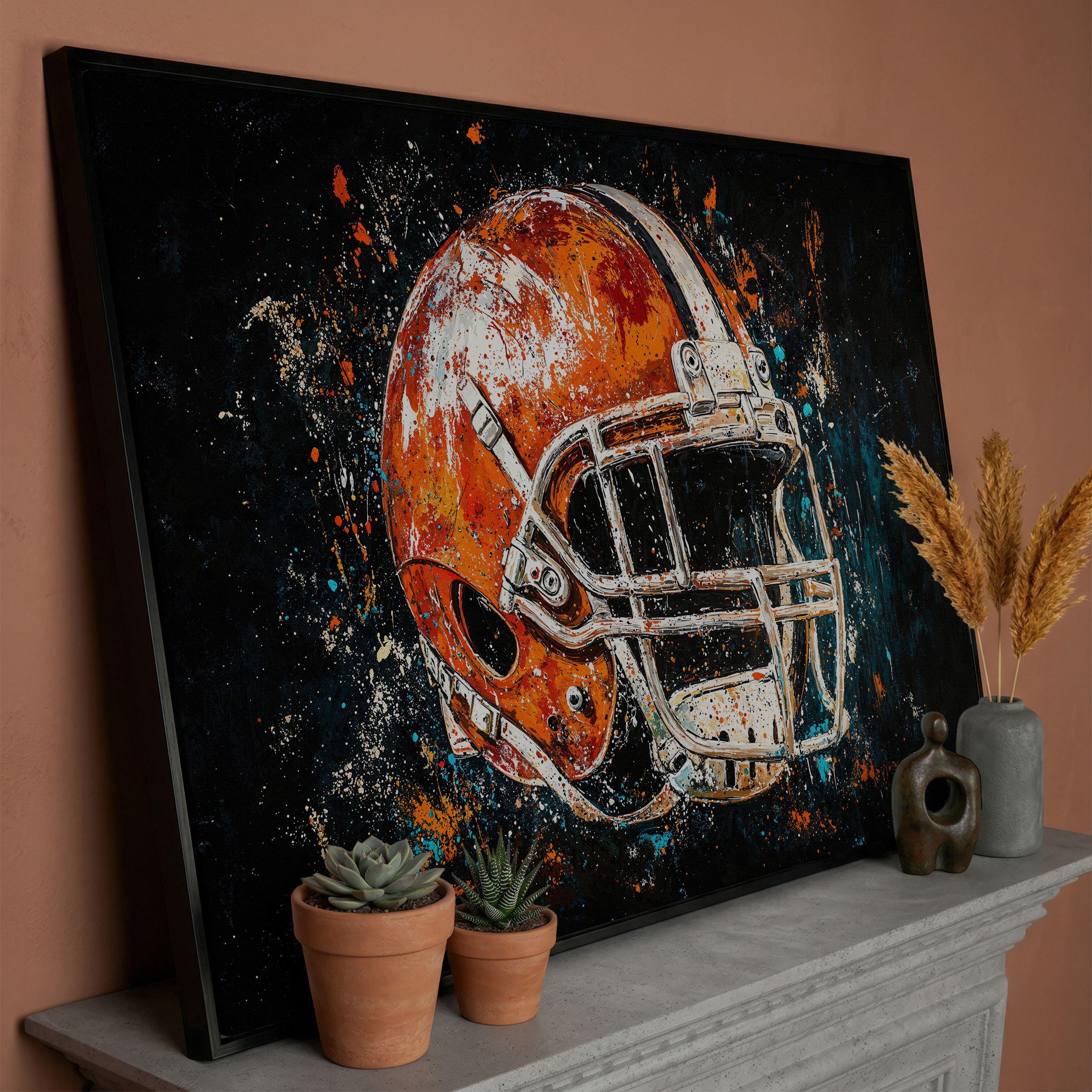 abstract football helmet Sense Canvas 3 Canvas Art making it a great choice for a kids room or playroom to add a touch of creativity and a sports vibe Football Helmet | Blue