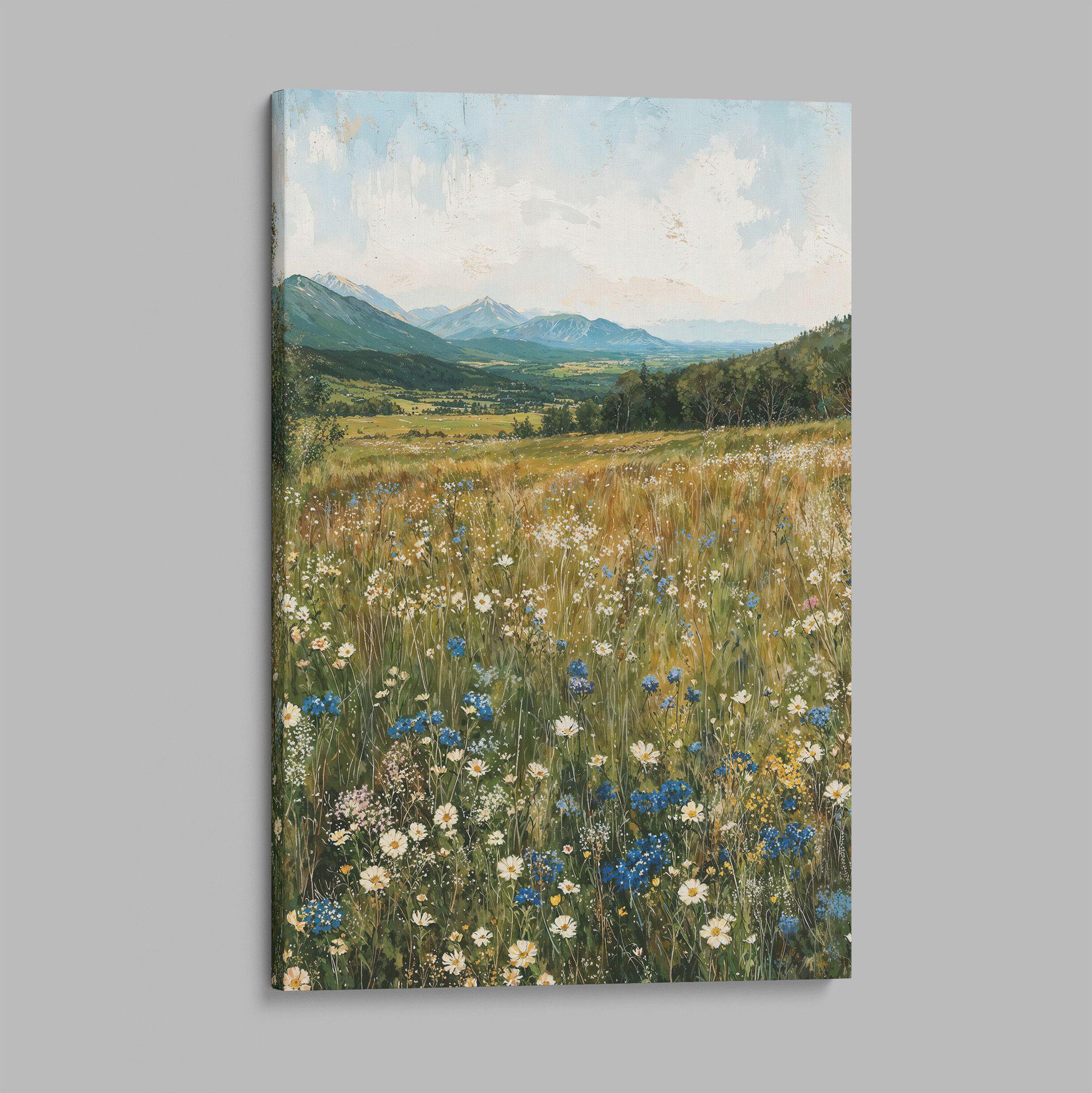 Framed Mountain Wildflower Canvas Print – Rustic Landscape Wall Art - Etsy